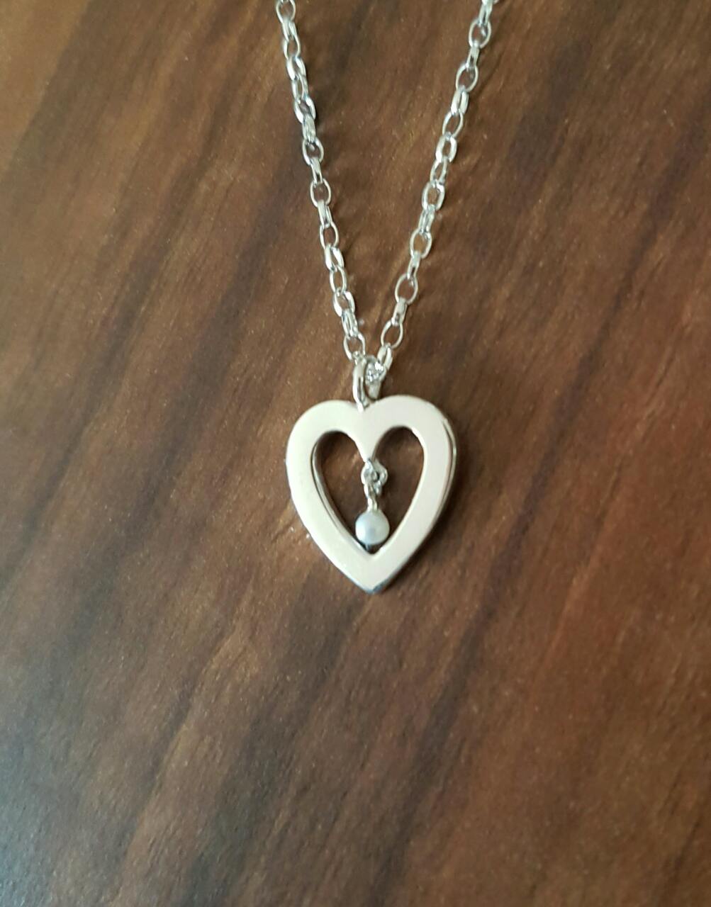 Heart with pearl pendant by Tracy Gilbert Designs
