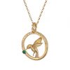 Hummingbird pendant gold with Emerald